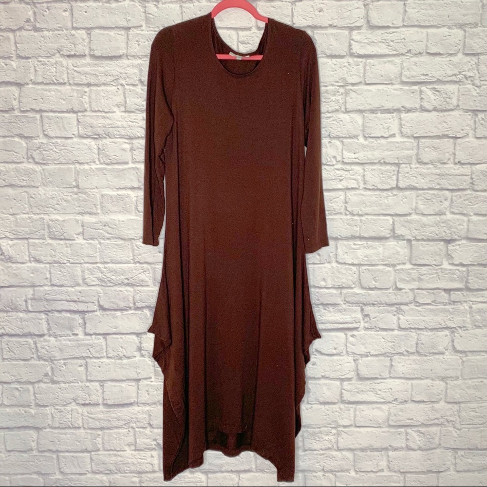 bryn Walker Brown Lagenlook Long Sleeve Maxi Dress